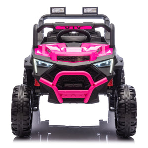 English Elm 24v 400w Kids Electric Utv Ride on with Remote Bluetooth Led Suspension Cockpit Pink W1578P284294