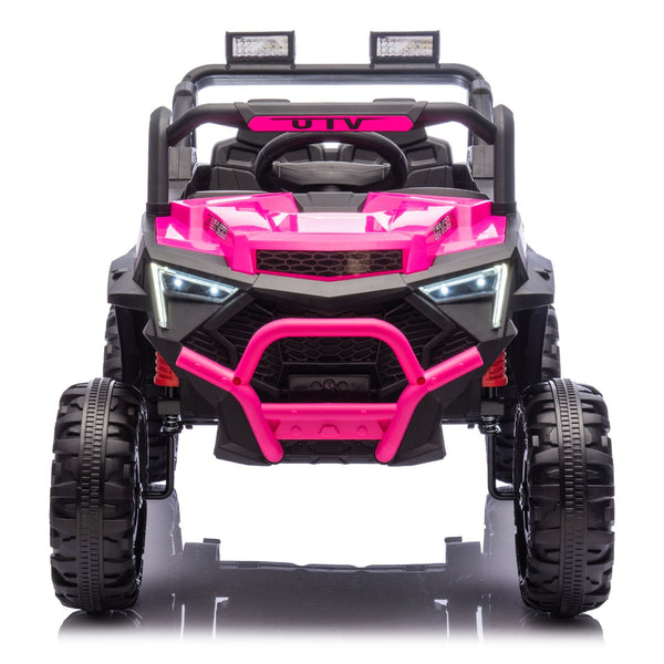 English Elm 24v 400w Kids Electric Utv Ride on with Remote Bluetooth Led Suspension Cockpit Pink W1578P284294