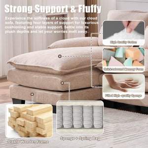 English Elm United We Win U-Shaped Chenille Sectional Couch, 4-Seat Modular Sofa With Memory Foam & Storage W1568S00219-GIGA