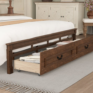 English Elm King Pine Wood Storage Bed with Led Lighting Usb Charging Tall Panel Headboard Walnut W504S00270