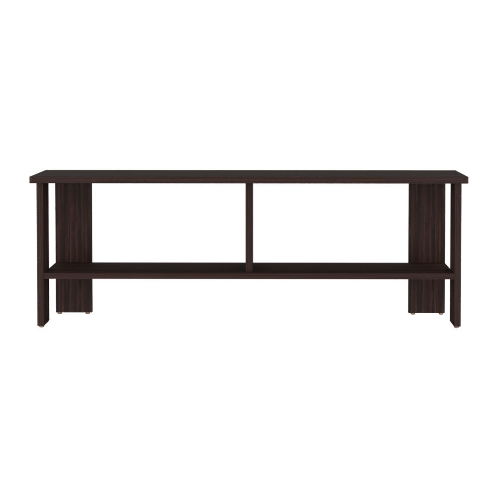 English Elm Kingsland Dark Walnut TV Stand with Two Open Shelves, Engineered Wood, Durable 52.8" Living Room Centerpiece B092P286114