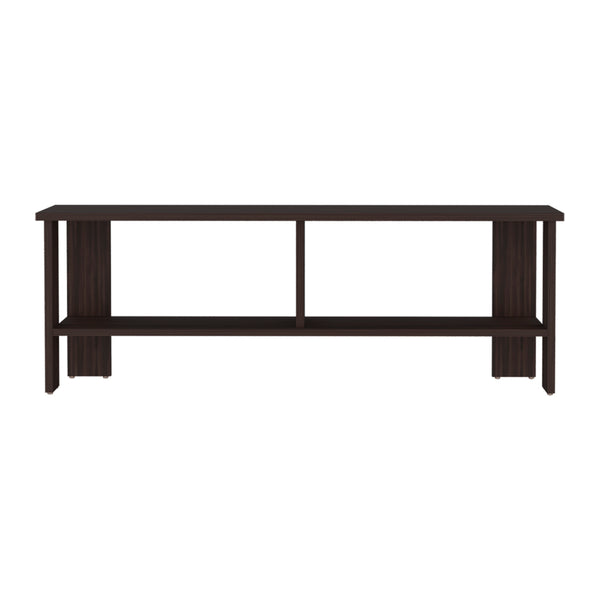 English Elm Kingsland Dark Walnut TV Stand with Two Open Shelves, Engineered Wood, Durable 52.8" Living Room Centerpiece B092P286114