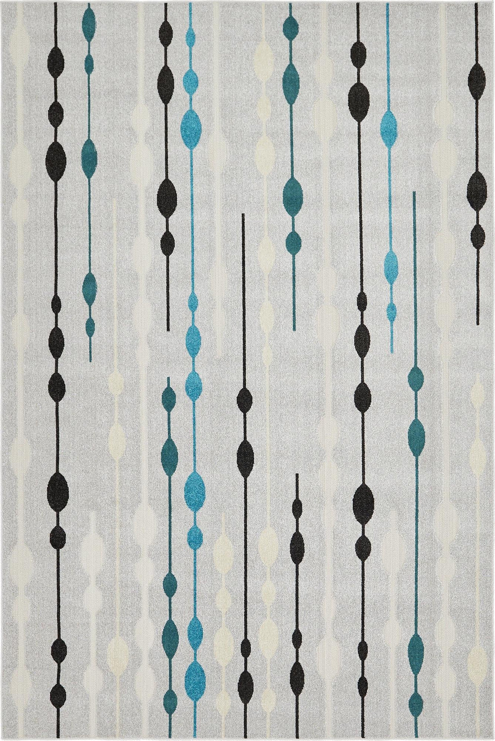 Unique Loom Outdoor Modern Seattle Machine Made Geometric Rug Gray, Black/Blue/Cream/Turquoise 7' 1" x 10' 0"