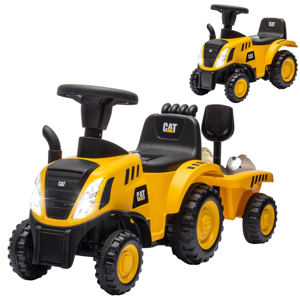 English Elm Qaba Caterpillar Licensed Toddler Excavator Ride on with Shovel Trailer and Horn W2225P249788
