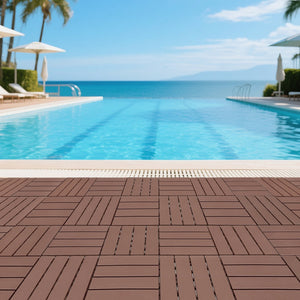 English Elm Plastic Interlocking Pp Deck Tiles Wood Grain Waterproof Patio Pool Surround 44 Pack W3022P251837