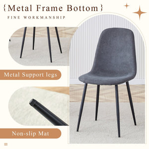 English Elm Table And Chair Set - Elegant Black Wood Grain Mdf Table With 8 Dark Gray Fabric Chairs For Dining W1151S04156-GIGA