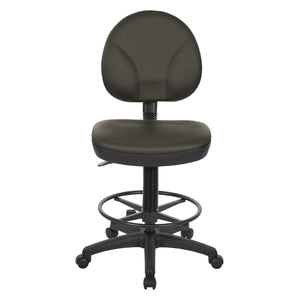 OSP Home Furnishings Sculptured Ergonomic Drafting Chair with Lumbar Support Padded Seat and Adjustable Footring Graphite DC550-R111