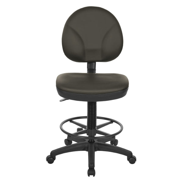 OSP Home Furnishings Sculptured Ergonomic Drafting Chair with Lumbar Support Padded Seat and Adjustable Footring Graphite DC550-R111