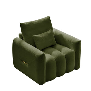 English Elm 35 Inch Teddy Velvet Lounge Chair Plush Curved Accent Seat for Living Room W2564P457793