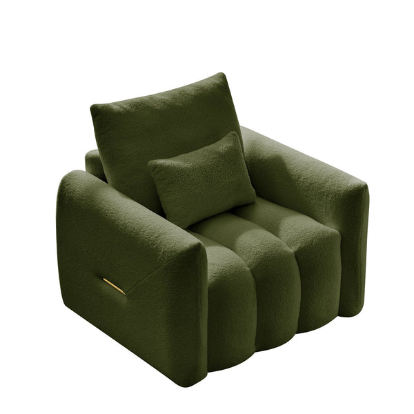 English Elm 35 Inch Teddy Velvet Lounge Chair Plush Curved Accent Seat for Living Room W2564P457793