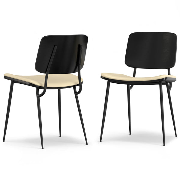 English Elm Hayley Off White Dining Chair Set of 2 – Mid-Century Molded Plywood, Vegan Leather Seat, Metal Legs B136P266929