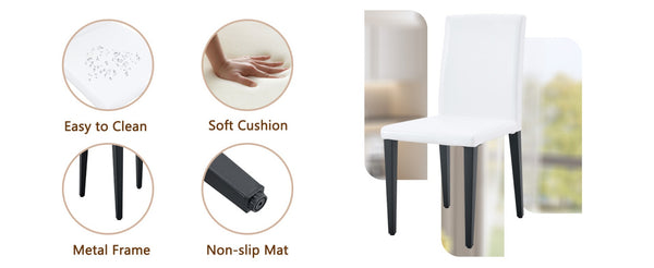 English Elm Table And Chair Set – Modern Glass Top Dining Table With 6 White Pu Chairs For Stylish Comfort W1151S03811-GIGA