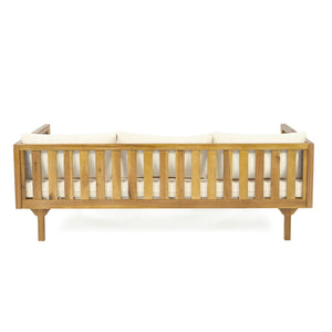 English Elm Christopher Knight Home® - Claremont 3-Seater Daybed With Rattan Arms – Stylish Beige Cushions For Indoor & Outdoor Relaxation N770P205570B