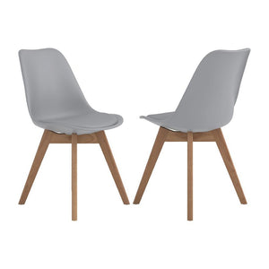 English Elm Set Of 2 Mid-Century Modern Grey Polypropylene Dining Side Chairs With Durable Wooden Legs B016P223203-GIGA