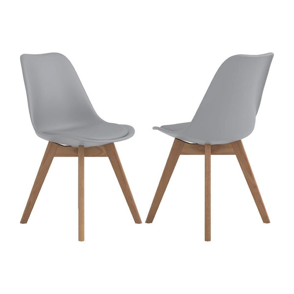English Elm Set Of 2 Mid-Century Modern Grey Polypropylene Dining Side Chairs With Durable Wooden Legs B016P223203-GIGA