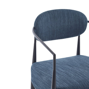 English Elm Christopher Knight Home® - Mid-Century Upholstered Accent Armchair with Pocket Spring Seat, Tapered Iron Legs, Stylish Comfort Black,Navy Blue 26.38 L x 25.2 W x 12.6 H N776P224504N