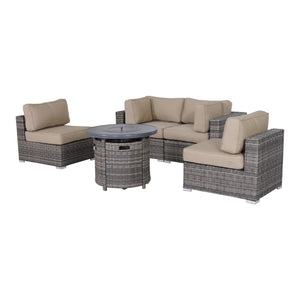English Elm Fully Assembled Outdoor Loveseat Set With Fire Pit & Plush Cushions For Year-Round Comfort & Style B120S00152