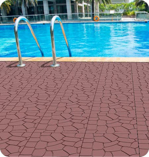 English Elm New Interlocking Polypropylene Patio Floor Tiles 44 Piece Set for Balcony Poolside Use W3022P251868
