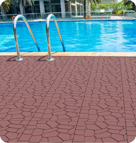 English Elm New Interlocking Polypropylene Patio Floor Tiles 44 Piece Set for Balcony Poolside Use W3022P251868