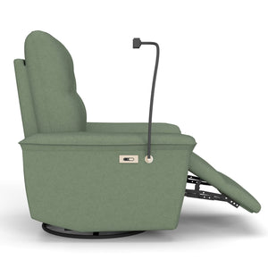 English Elm 270° Swivel Power Recliner Velvet Glider Rocker with Usb Ports for Living Room Dark Green W1028S00059