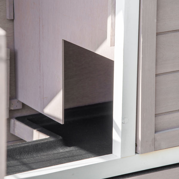 English Elm PawHut Compact Indoor Rabbit Hutch with Wheels and Plexiglass Window, Waterproof, Easy-Clean Tray Brown W2225P200909