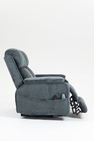 English Elm Oversized Power Lift Recliner with Heat Massage Lay Flat Design and Usb Charging Port Blue-Green W547S00079