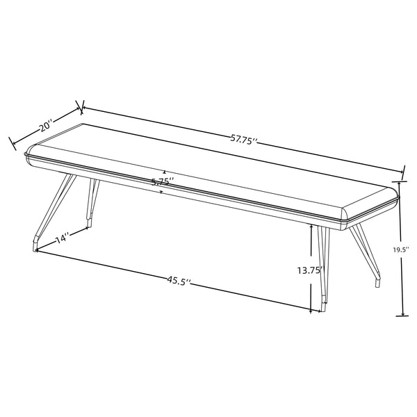 English Elm Kailea Grey Upholstered Dining Bench with Foam Comfort, Vintage Hairpin Legs for Small Spaces B062P299823