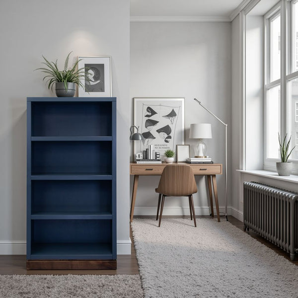 English Elm Nora Modular 60" High Bookshelf – Fully Assembled Two-Tone Alder & Poplar Shelving for Stylish Storage Blue B108P345203
