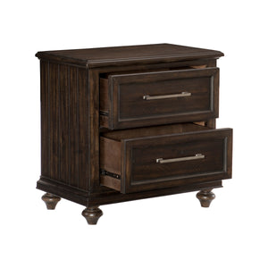 English Elm Solid Cardano Nightstand Driftwood Charcoal Finish 2-Drawer Transitional Solid Wood Accent Table with Pewter Hardware B011P208529