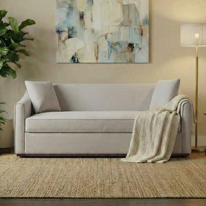 English Elm Modern Chenille Three Seater Sofa with Rubberwood Base and Wrap Around Arms for Living Room Grey N763S000110E