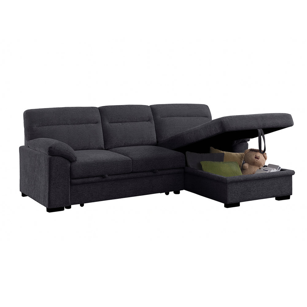 English Elm Chenille Reversible Sectional Sofa with Ottoman — Plush Tufted Chenille, Eucalyptus Frame Comfort Retreat Dark Gray B016S00043