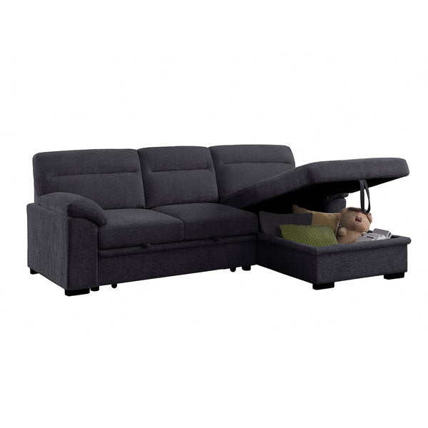 English Elm Chenille Reversible Sectional Sofa with Ottoman — Plush Tufted Chenille, Eucalyptus Frame Comfort Retreat Dark Gray B016S00043