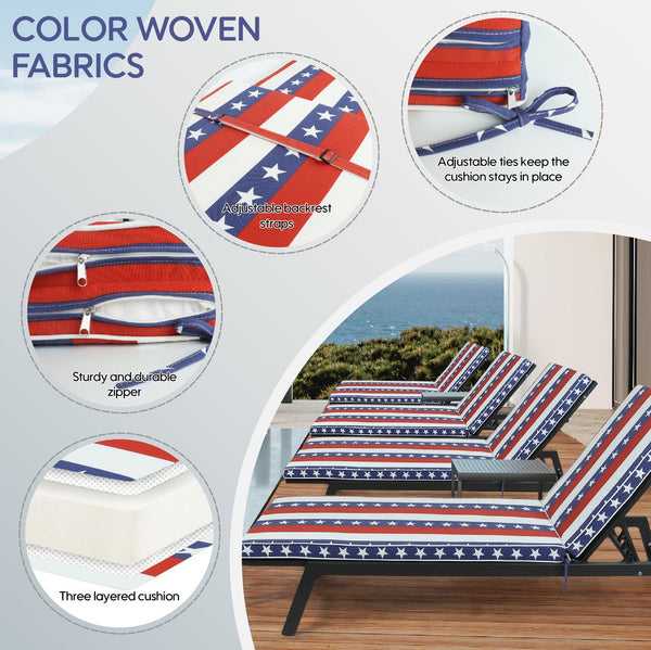 English Elm 2PCS 75in Chaise Lounge Cushion Set for Patio – High Resilience Foam, Durable Comfort, Indoor/Outdoor W419P295394