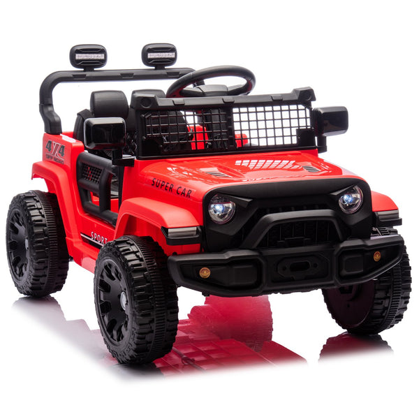 English Elm 24v Kids Ride on Car with Parental Remote Four Wheel Suspension Led Lights Bluetooth Red W1578P235082
