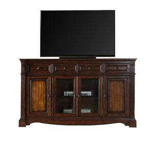 English Elm Parliament Traditional Hardwood Media Console with Bronze Hardware and Glass Doors B108P468547