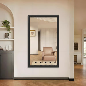 English Elm 60"x36" Oversized Modern Rectangle Mirror with Aluminum Frame Explosion-Proof Glass for Bathroom and Bedroom Black W708P297671