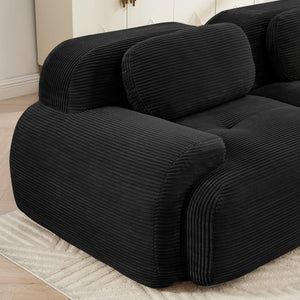 English Elm U-shaped Corduroy Sectional Sofa Modular Deep Lounge Design for Living Rooms W714S01363