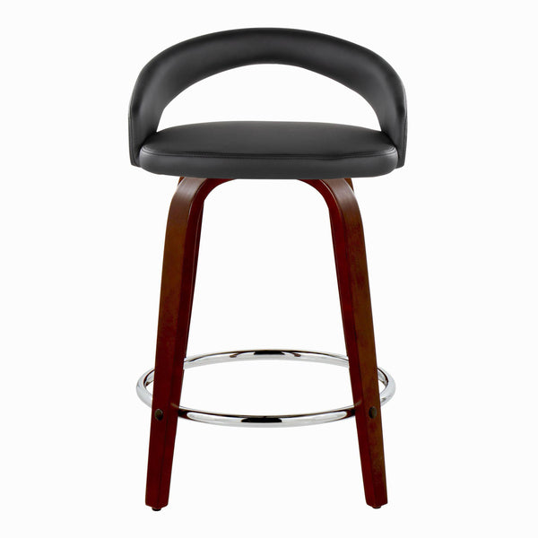 English Elm Fixed-height Swivel Counterstools Mahogany Wood Chrome Footrest Velvet Seat Set of 2 Black B202S01753
