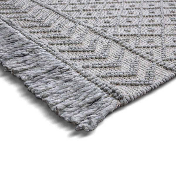 English Elm Millow 6 x 9 Area Rug Silver Wool Blend Handwoven Geometric Pattern, 0.5" Thick, Knotted Fringe Overstock B136P188395