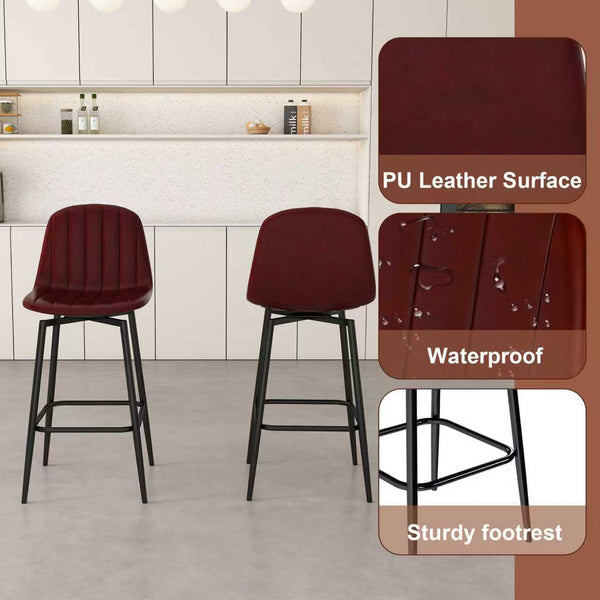 English Elm 63-Inch Modern Kitchen Island Set With 2 Bar Stools - Black Marble Surface, Led Light & Grill Design W2699S00063