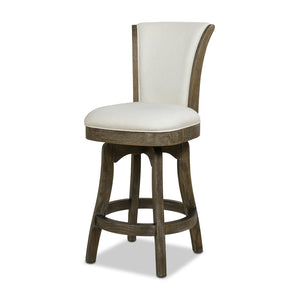 English Elm Jennifer Taylor Home - Henry 27" Armless Swivel Counter Height Bar Stool Heathered Linen Upholstered High Back Support White B2719P238375