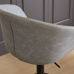 English Elm Adjustable Swivel Barstool Pu Leather Mid-century Frame for Kitchen Island Counter W1143P173512