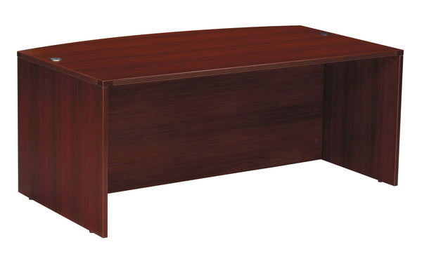 OSP Home Furnishings Napa Bow Top Executive Desk Shell with Curved Edge for Modern Office Workstations Mahogany NAP-89-MAH