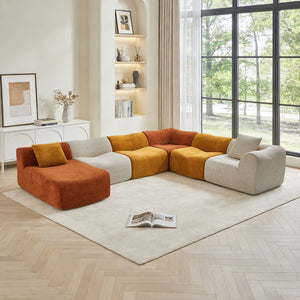 English Elm Modular Teddy Fleece Cloud Sectional Legless Sofa for Living Room Apartment W1765S00128