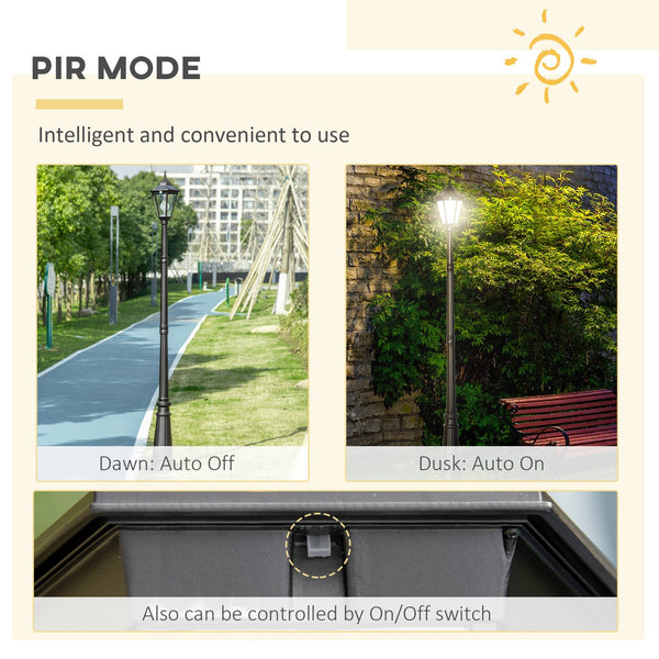 English Elm Outsunny 94.5" Solar Lamp Post - Vintage Dusk-to-Dawn LED Street Light with PIR Sensor, IP44 Weatherproof W2225P217555