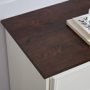 English Elm Modern 6-Drawer Chest of Drawers for Bedroom — Spacious Wooden Dresser with Smooth Glide Drawers, Elegant Patterned Top White W2275P224405