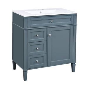 English Elm 30'' Modern Bathroom Vanity With Ceramic Sink, 3 Drawers & Cabinet Storage For Organized Elegance N710P206904M