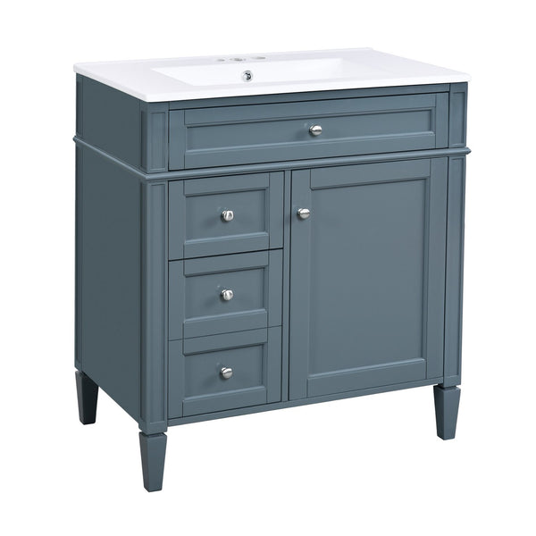 English Elm 30'' Modern Bathroom Vanity With Ceramic Sink, 3 Drawers & Cabinet Storage For Organized Elegance N710P206904M