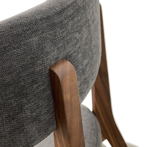 English Elm Modern Modern Midcentury Walnut Dining Chair with Charcoal Grey Fabric Upholstery, Solid Wood Comfort Design B353P380272