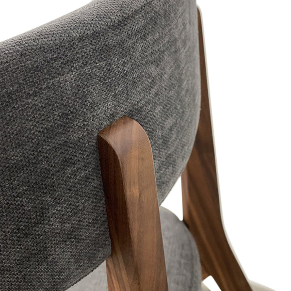 English Elm Modern Modern Midcentury Walnut Dining Chair with Charcoal Grey Fabric Upholstery, Solid Wood Comfort Design B353P380272